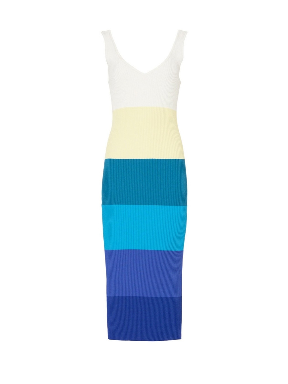 STAUD Dana Dress Stripped Ribbed Multi Color Maxi $195 Retail S Like New